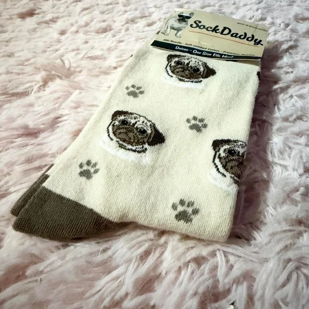 Sock Daddy Novelty Dog Pug Face Quirky Weird Gift Socks Unisex OS Animal Lover